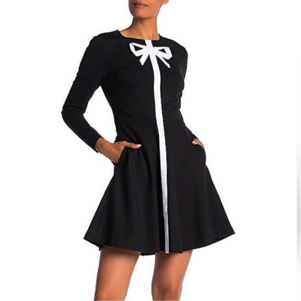 Ted Baker Black and White Long Sleeve Dress